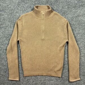 Express Mens Ribbed‎ Turtleneck Sweater Size XL Beige Fitted Knit Y2K Vintage